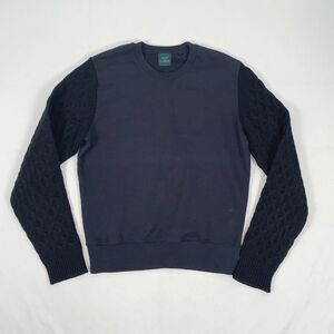 Kent & Curwen Crewneck Sweatshirt Cable Knit Sweater Sleeves Mens Medium Black